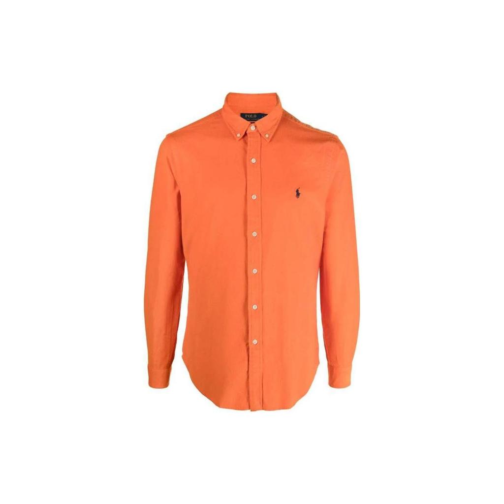 Polo Ralph Lauren Solid Point Collar Single-Breasted Slim Fit Long Sleeve Shirt Men Shirts Orange 710818761-019