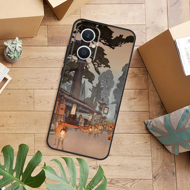 Japanese Style Ukiyo-e Art Case For OPPO Reno 14F 13F 12F 10 11 12 13 14 Pro 8T 7 8 Lite OPPO Find X8 X6 X5 X9 Pro Cover