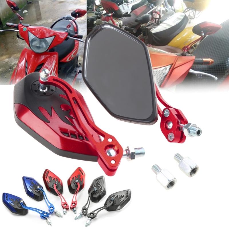 Pairs of Distinctive Flame 8mm 10mm Rearview Side Mirror for Motorcycle Scooter Moped Bike