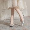 Thin heels pointed silver high heels women's new spring and autumn 2025 versatile comfortable women's simple fashion shoes