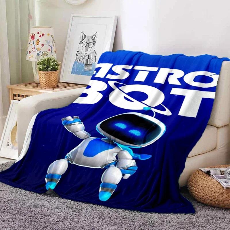 Coperta Plaid Robot Astro Bot Cartone Animato Morbida Accogliente per Casa Camera da Letto Divano Viaggio Picnic Regalo per Bambini Disegni Divertenti