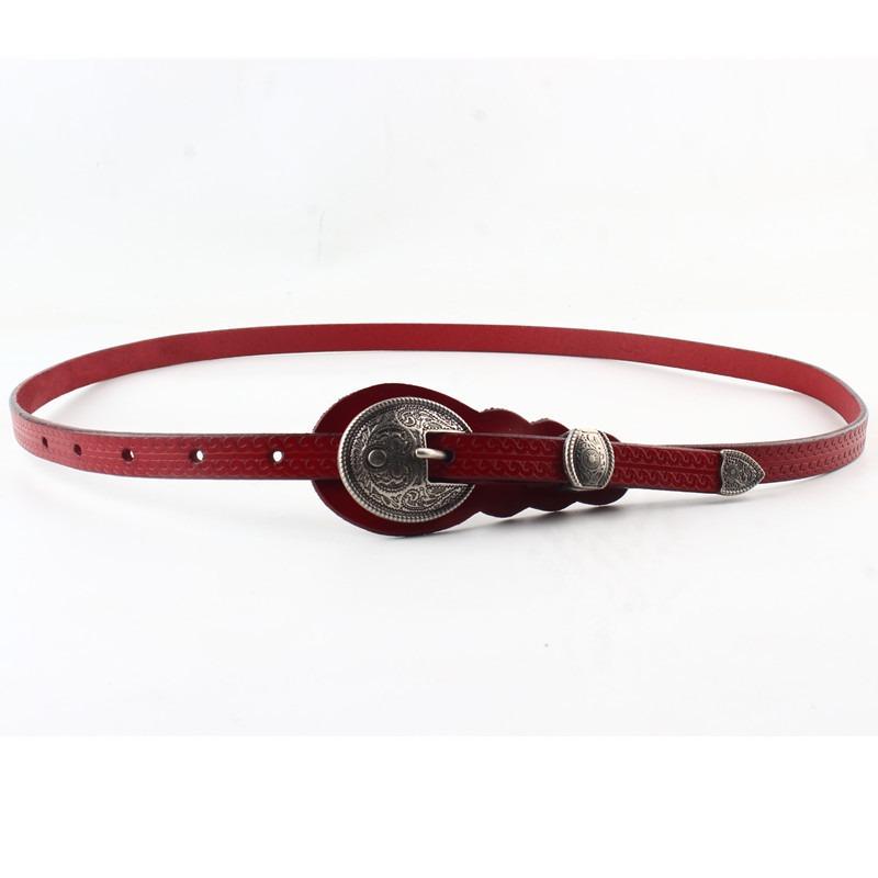 Simple and Versatile Cowhide Leather Narrow Belt, Women's Skirt Knotted Thin Belt, Women's Fashion European and American Black Belt