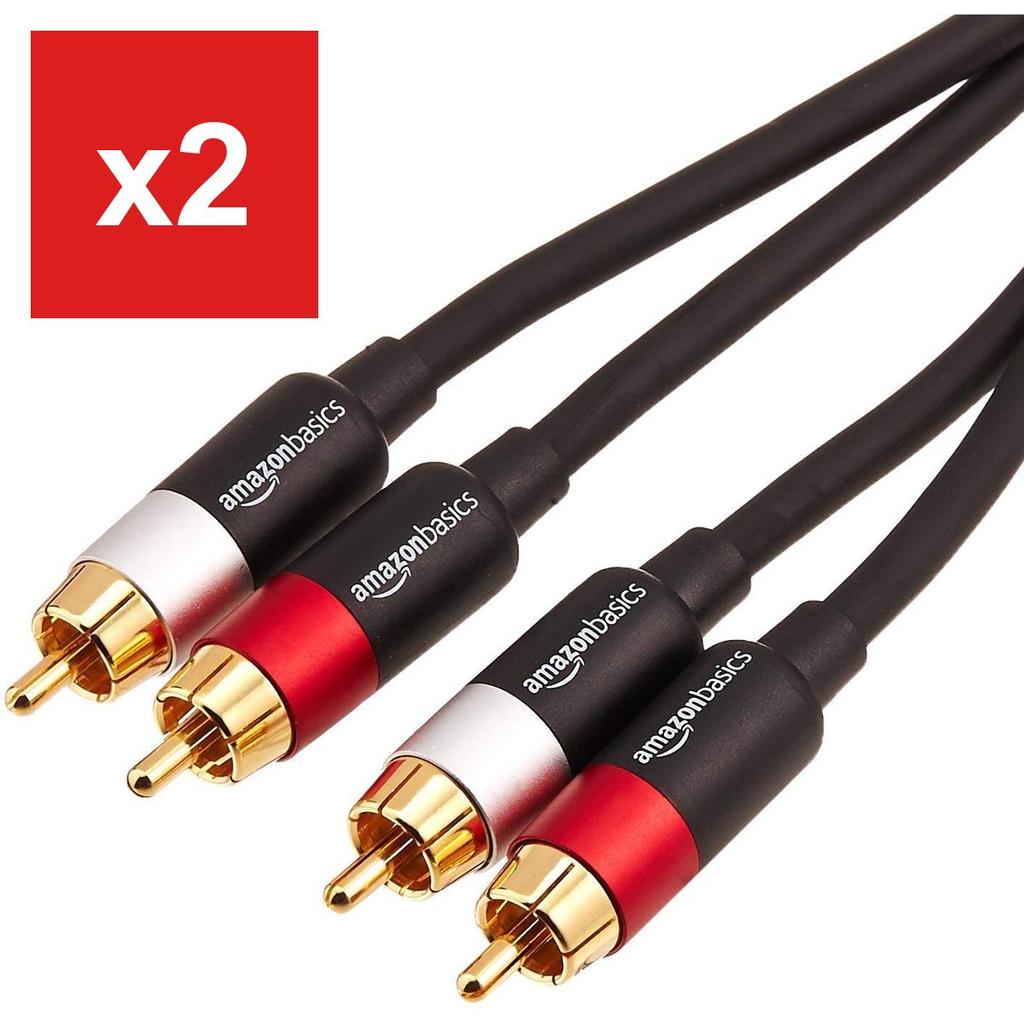 RCA Audio Cable, Amazon Basics, 2-Male To 2-Male, 2.4m, Black