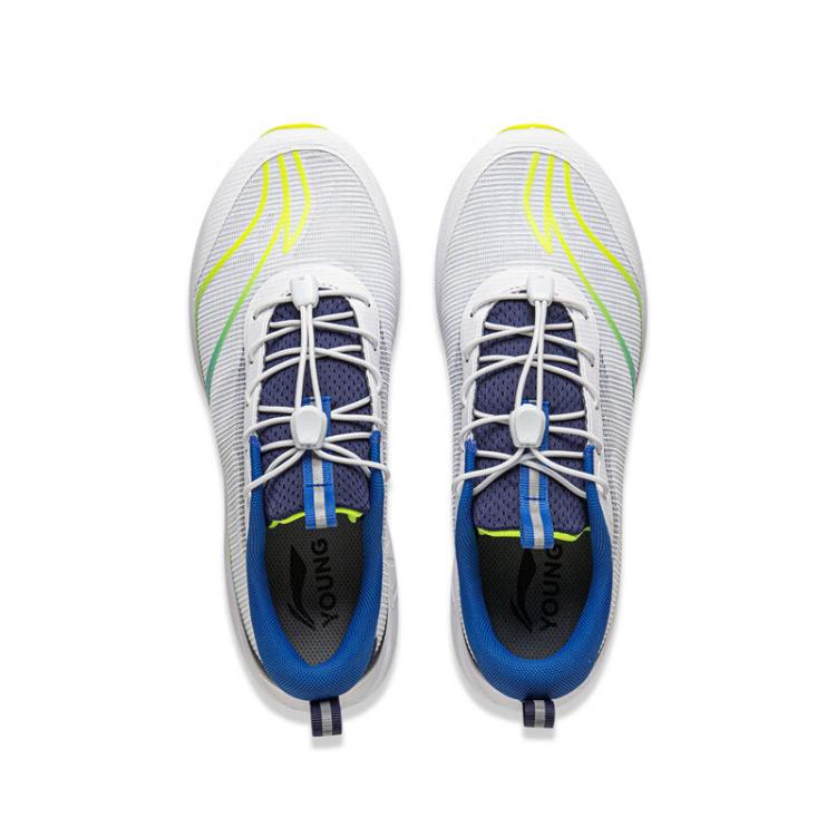 Li Ning Kids Running Fabric Leisure V1 Sports Fashion Non-Slip Breathable Low-Top Running Shoes Men sneaker White Blue YKFV054-5
