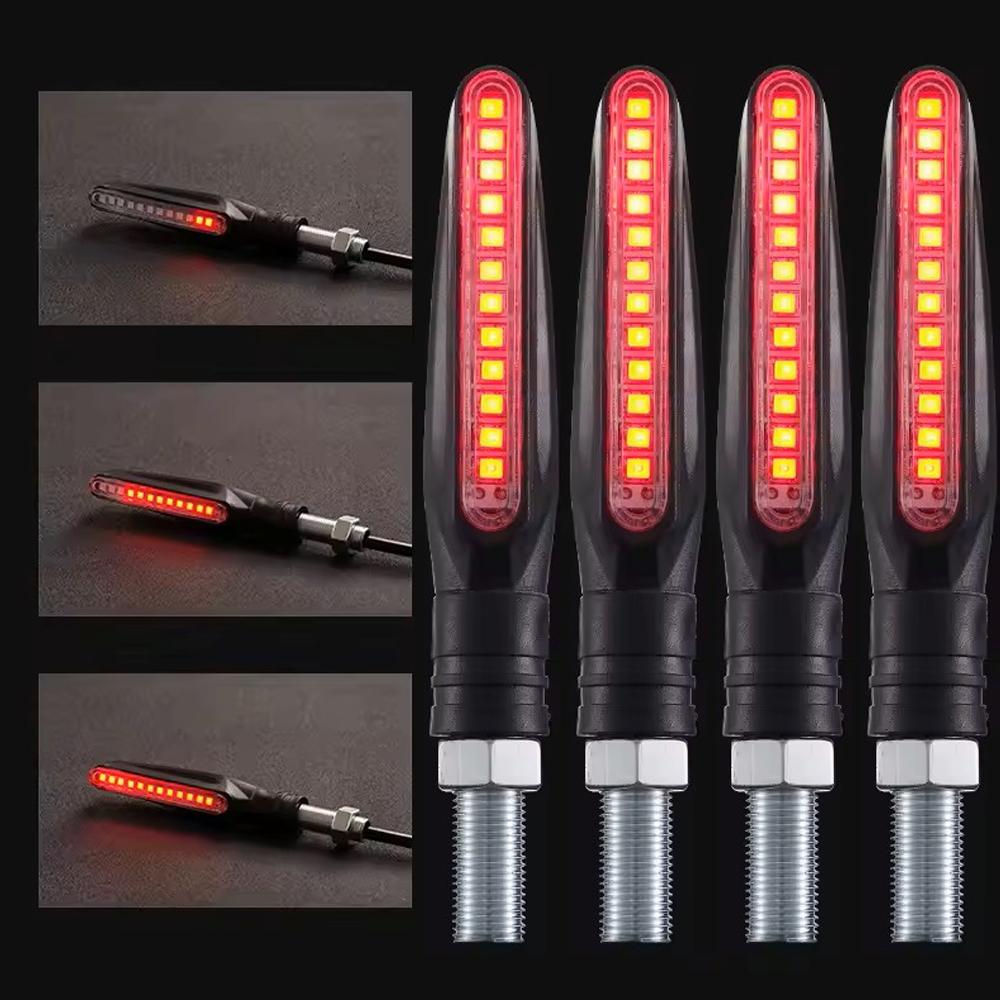 Motorcycle Led Turning Signal Directional Indicator Flowing Water Flash Rear Brake Flash Stop Signal Light Motorcycle Drl Light