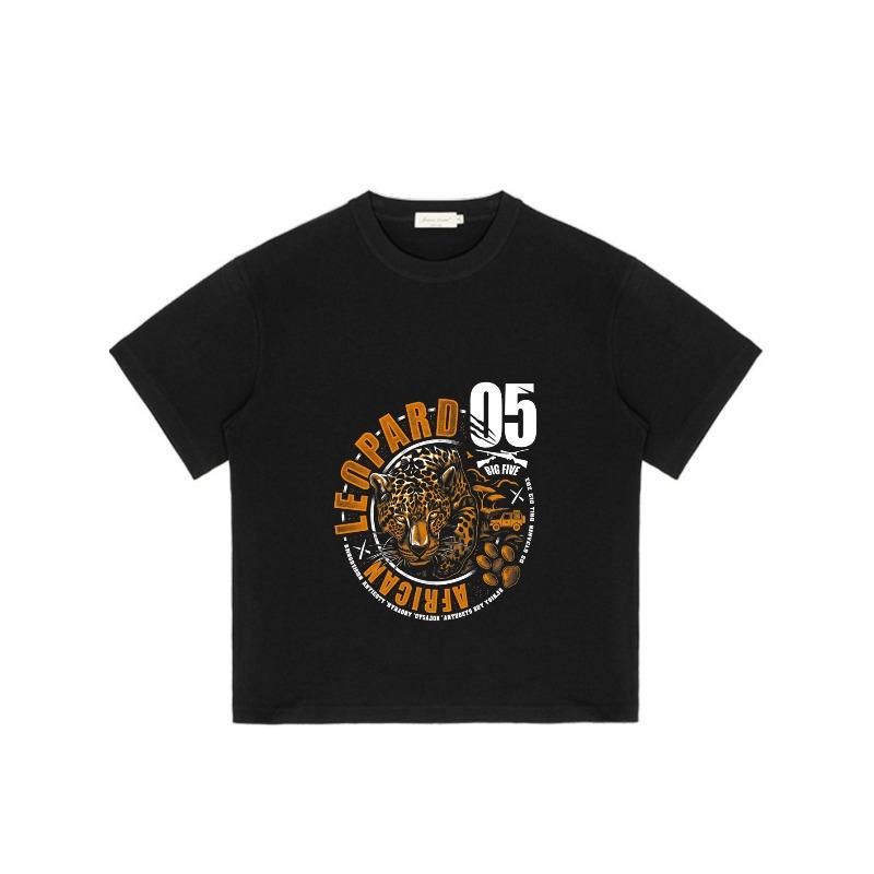 Black T Shirt Leopard African Big Five 05 Graphic Print Unisex Casual Streetwear Top For Men And Women Outdoor Adventure Wear