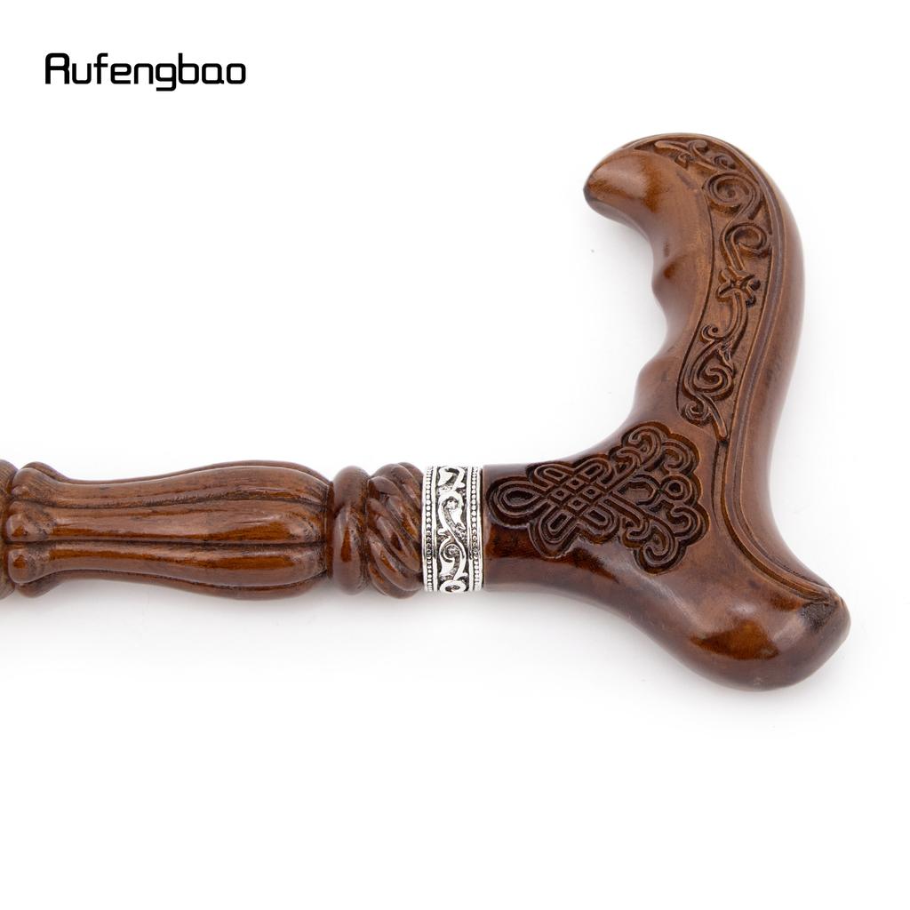 Chinese Knot Brown Wooden Fashion Stick Decorative Vampire Cospaly Party Wood Walking Cane Halloween Mace Wand Crosier 93cm