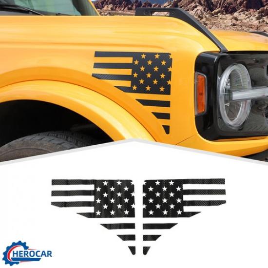 Front Side Fender Leaf Air Vent Sticker Trim For Ford Bronco +Carbon Fiber