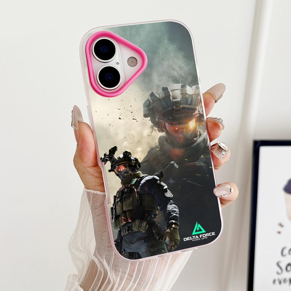 Game Delta Force Jelly Double layer Rose Red Mobile Phone Case for iPhone 17 16 15 14 13 12 11 Air Pro Max Plus Protective