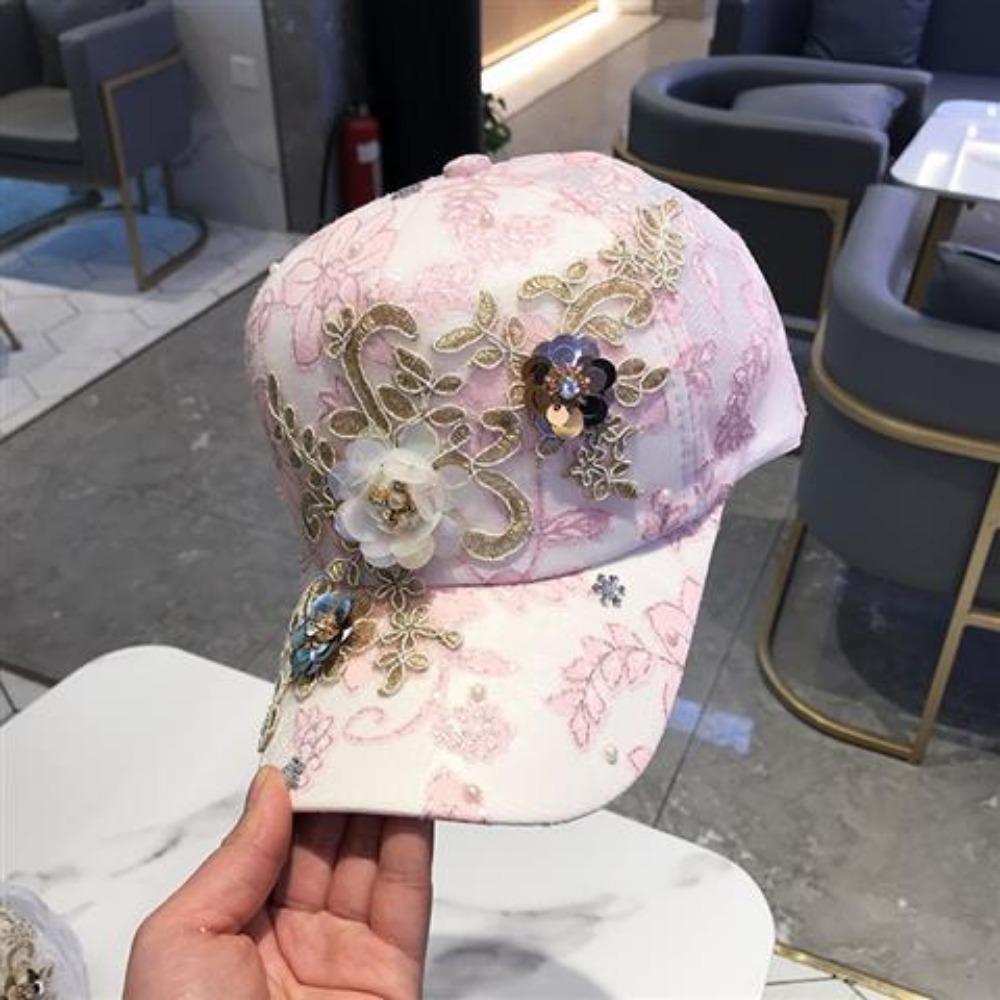 Hat Women's Baseball Cap Versatile Flower Cap Spring and Summer Breathable Sun Hat Korean Version