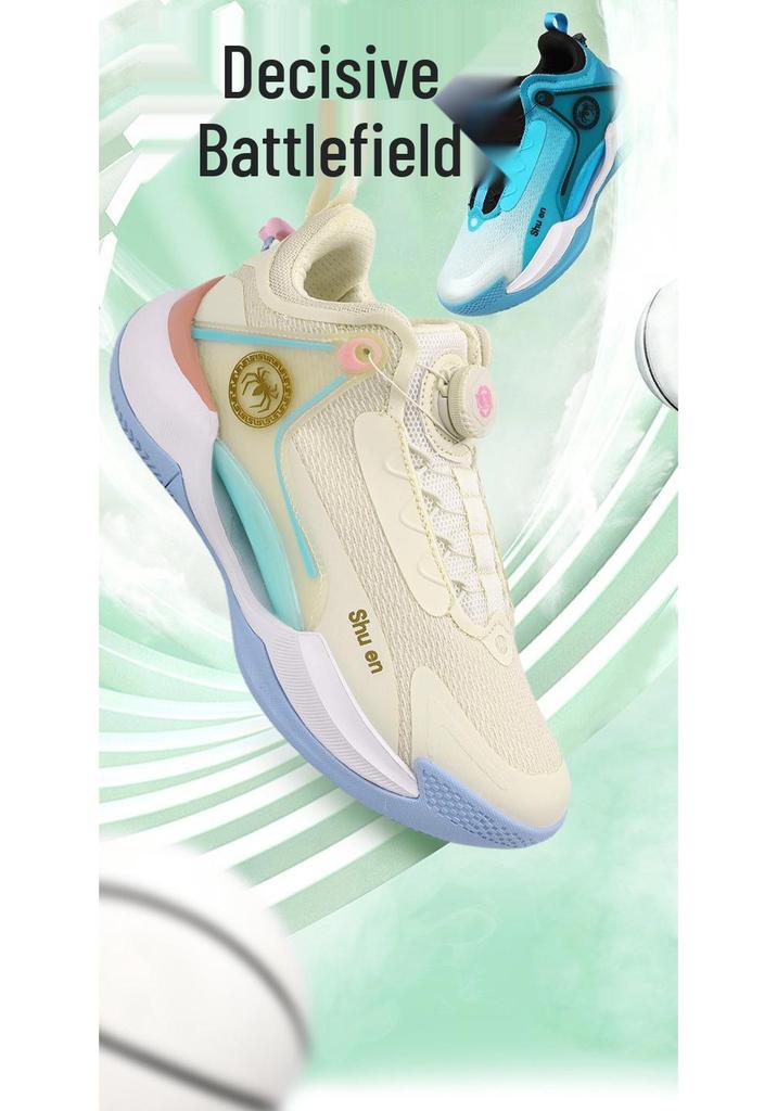 Unisex Luminous Low-Top Basketball Shoes with Rotary Buckle, Wear-Resistant Mesh Upper, Ideal for Spring and Summer Training.