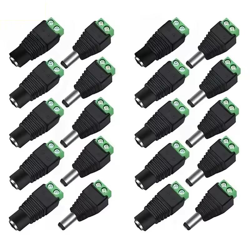 

10 Pairs 12V DC Power Connector 5.5mm x 2.1mm, (10 x Male + 10 x Female) Power Jack Plug Barrel Adapter,DC Power Connector
