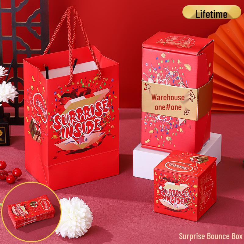 Douyin-Style Birthday Surprise Box: Popping Red Envelopes & Flying Confetti Explosion Gift
