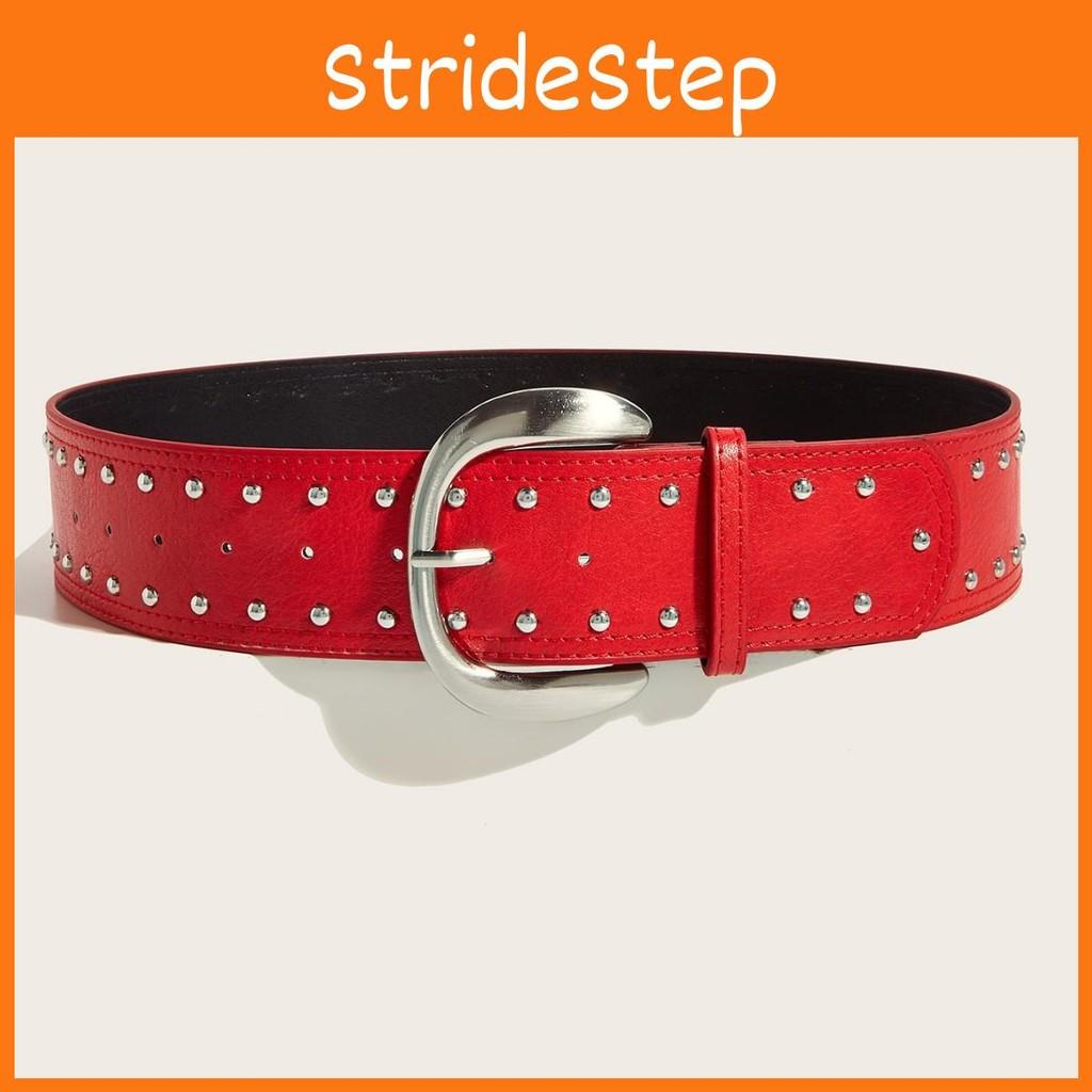 Faux Leather Punkinspired Belt With Rivets And Silver Buckle For Casual Outfits