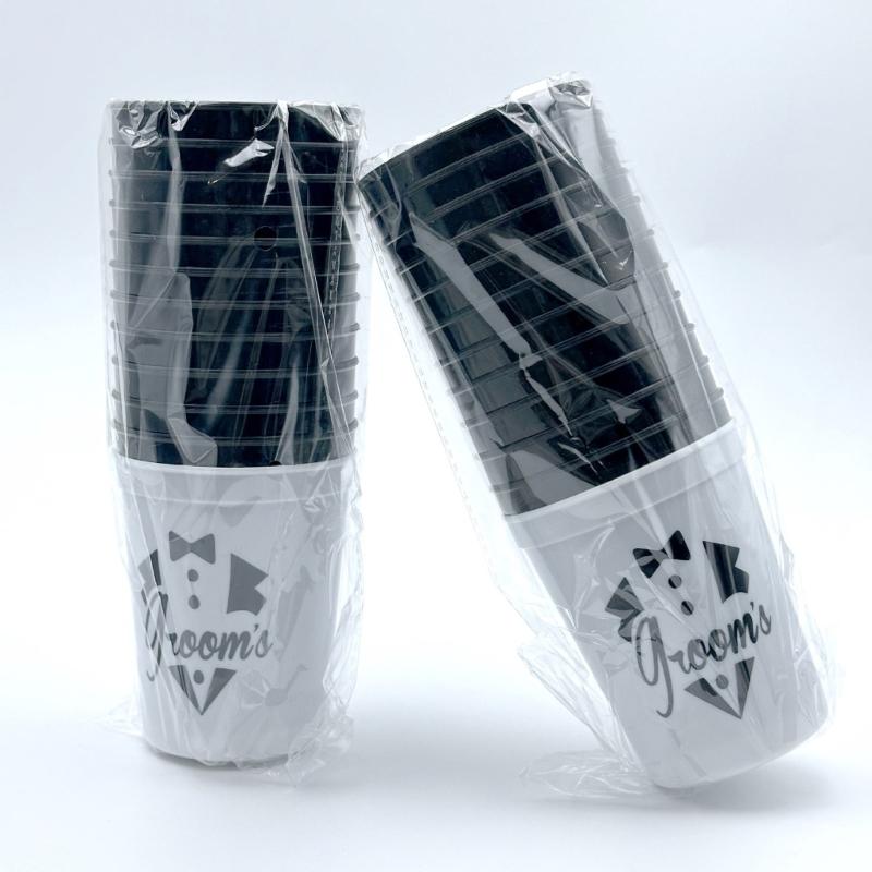 Reusable Grooms To Be Plastic Cups Tumblers Large Capacity Drinking Cups Set for Wedding Reception Decoration 5Pcs