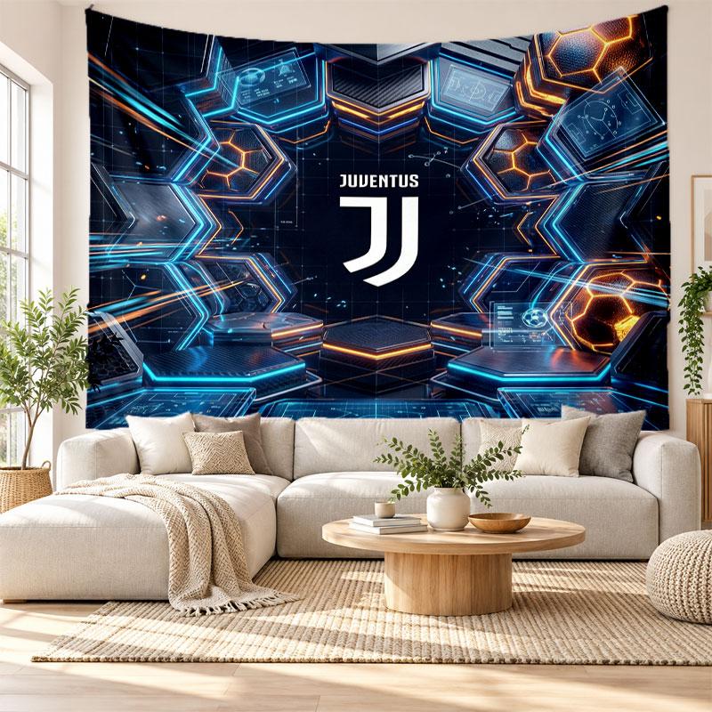 Juventus FC Wall Tapestry, Soft Fabric Wall Hanging, Decorative Backdrop For Bedroom Home Wall Art