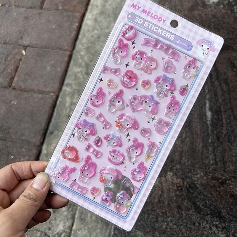1/8Pcs 3D Sanrio Stickers Sanrio Kuromi Pochacco  My Melody Cinnamoroll Hangyodon Case Bag Decoration Birthday Gifts
