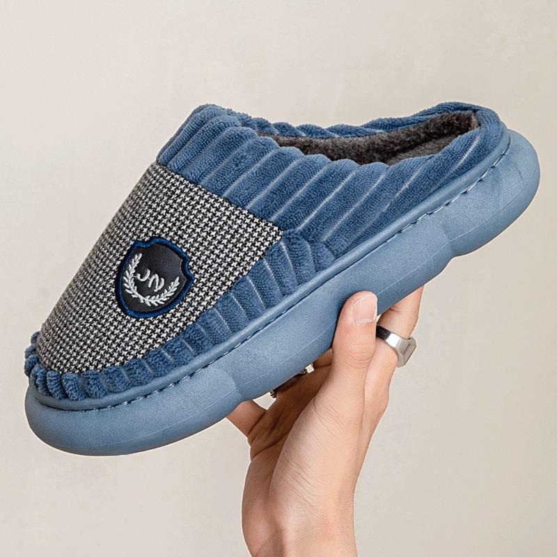 Extra large size cotton slippers men's autumn and winter new indoor home 46 thick bottom 47 non-slip warm cotton drag men