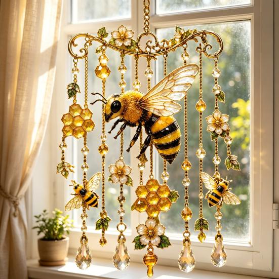 Carillon DYS Hummingbird, Carillon per Esterno, Carillon Sun Catcher in Vetro Colorato e Cristallo, Decorazioni Colorate per Giardino Esterno, Commemorativo