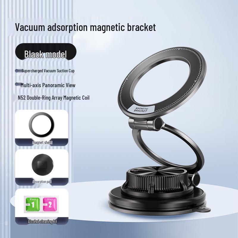 

Magnetic Wireless Charging Phone Holder: Foldable, Rotating Car Mount with Suction Cup for Navigation
