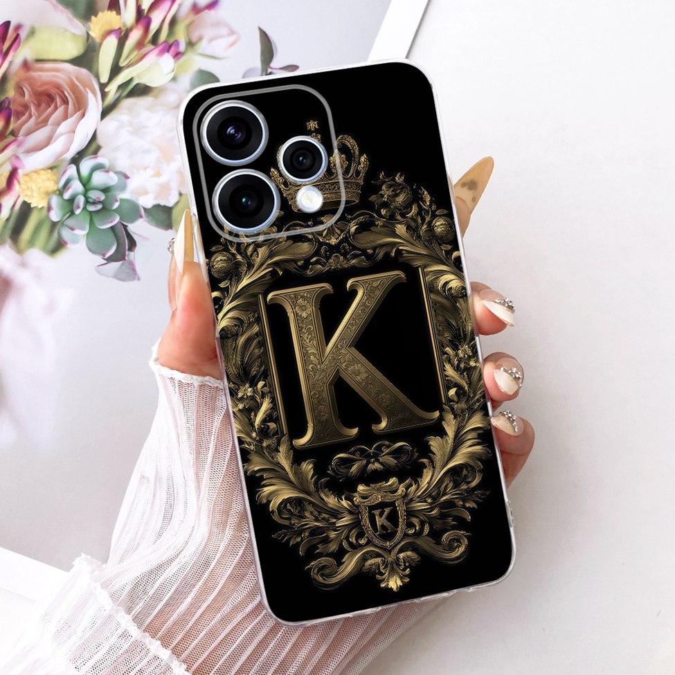 Clear Case For Oppo Reno15 5G Cover Luxury A-Z Letters Fashion Boys Girls Cool Crown Soft Casing For Oppo Reno15 CPH2825