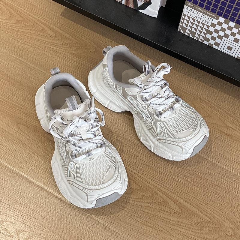 European Station Versatile Paris Daddy Shoes Women's Platform Casual Shoes 2025 Spring and Summer Mesh Breathable Outdoor Sneakers