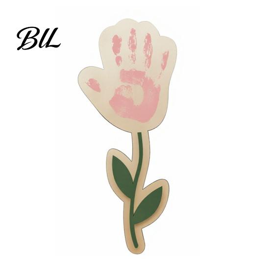 Wooden Flowers For Painting DIY Mother s Day Handprint Art Handprints Rose Flower Bouquet Mother Craft Gifts for Mom Grandma Mothers Keepsake 1pc