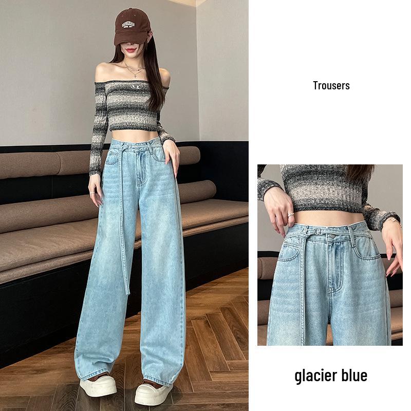 

Женские джинсы с высокой посадкой и широкими штанинами цвета «ледниковый голубой» - Коллекция Весна/Осень 2025 S