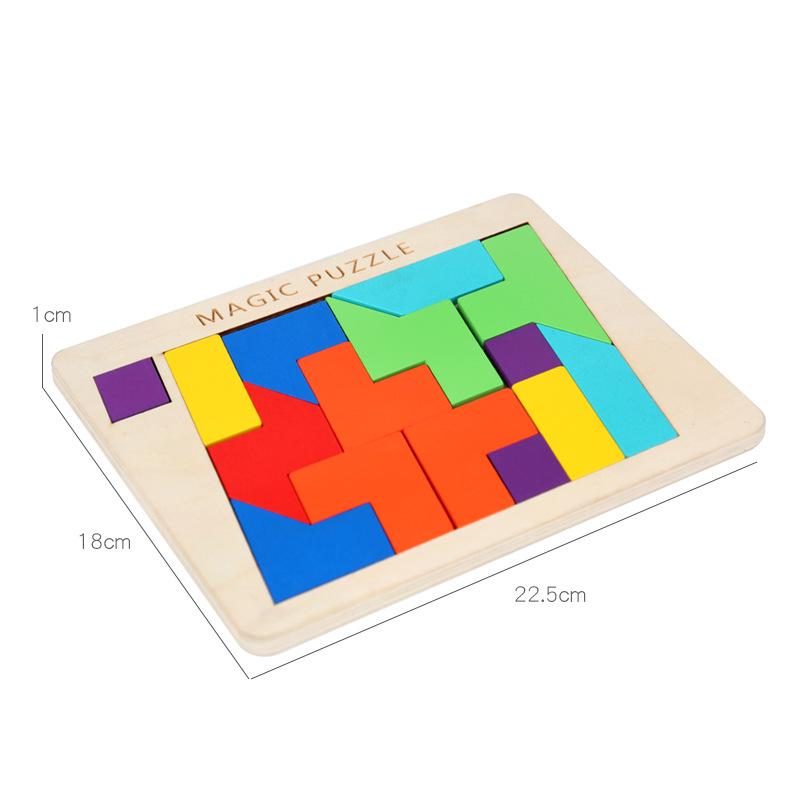 Hexagonal Wooden Geometric Puzzle Blocks for Kids 