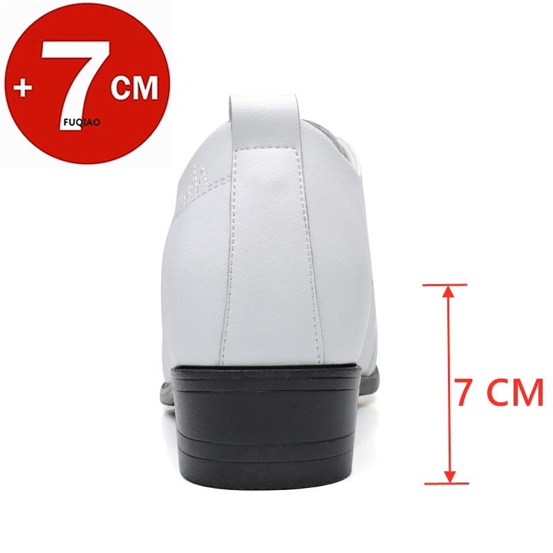 Fashion 7CM Height Increasing Men Dress Elevator Shoes White Black Mens Business Formal Shoes Fashion Youth Men's Suit Wedding Oxfords