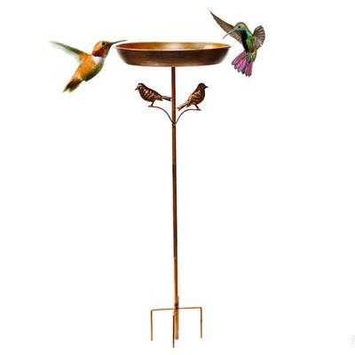Metal Bird Bath 12" Bird Feeder Bowl with Stake Outdoor Rust-Proof Retro Bird Bath Attract Birds for Garden Yard Lawn Decor