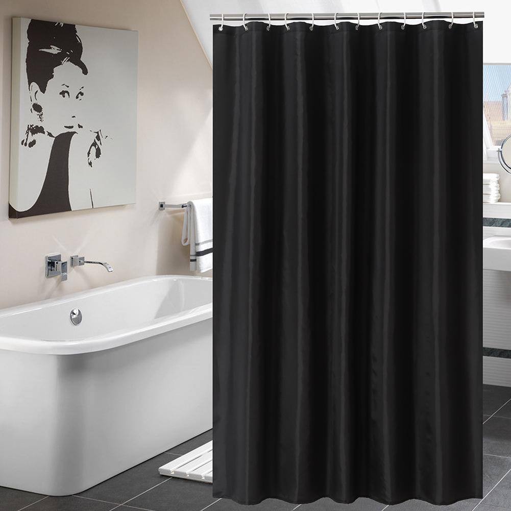 Black Wall Pattern Shower Bath Curtain Waterproof Bathroom Curtain   Hanging Hooks #1