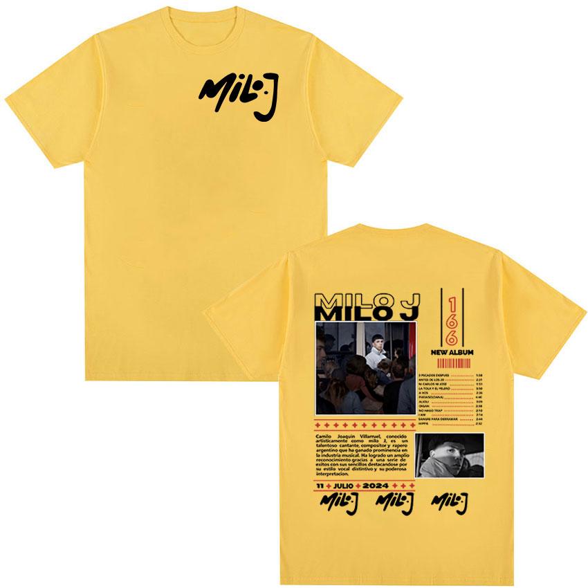 Rapper Milo J 166 Tour 2025 Album T Shirts Unisex Retro High Quality Short Sleeve Tshirts Oversized 100 Cotton TShirt Streetwear