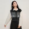 Women's Retro Color-Block Crew Neck Knit Vest