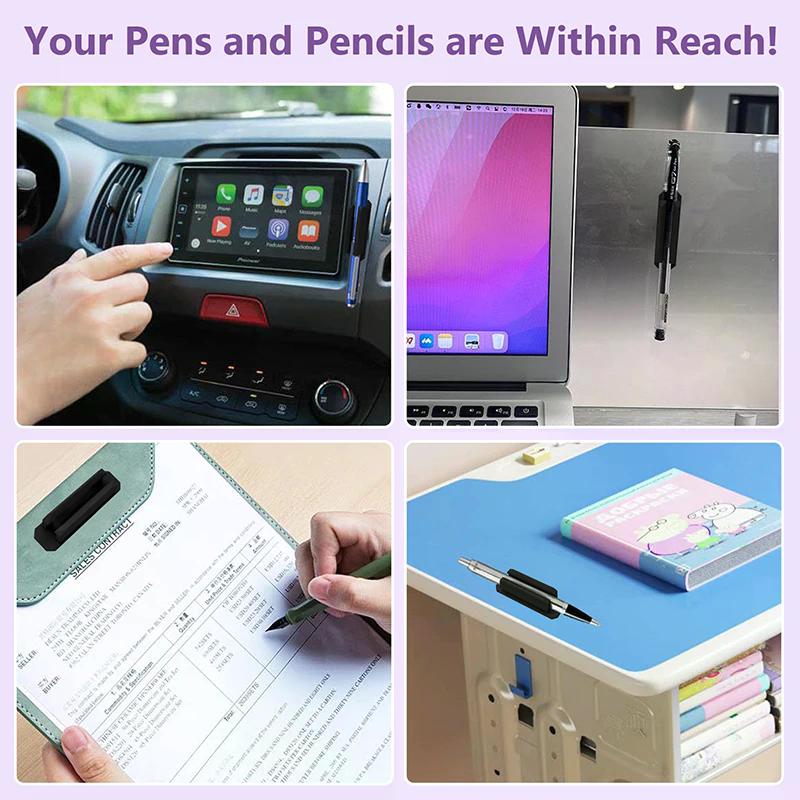 Self-Adhesive Silicone Pen Clip Wall Mounted Pencil Clip Desktop Marker Pen Ballpoint Pen Storage Holder Home Office Organizer