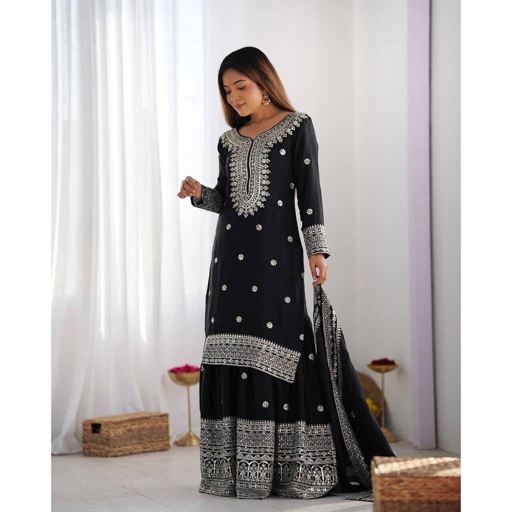 Women Indian Pakistani Bollywood Salwar Kameez Party Wear Designer Sharara Suit VF-1120A