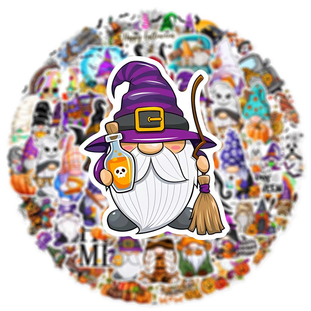 50 Uds. Pegatinas de Gnomo de Halloween, pegatinas de grafiti para equipaje DIY, portátil, monopatín, motocicleta, bicicleta