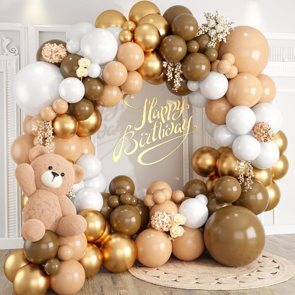 125PCS Brown Latex Balloon Set Suitable for Birthday Parties, Weddings, Valentine's Day Party Decorations