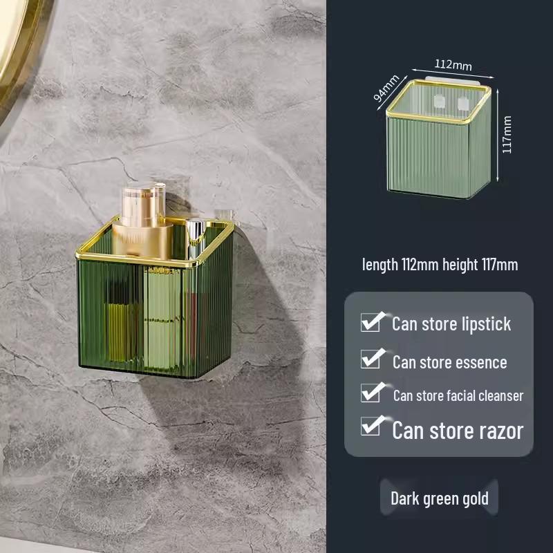 Lin Zhi Wall-Mounted Bathroom Organizer for Toothbrush, Toothpaste, and Comb (Punch-Free)