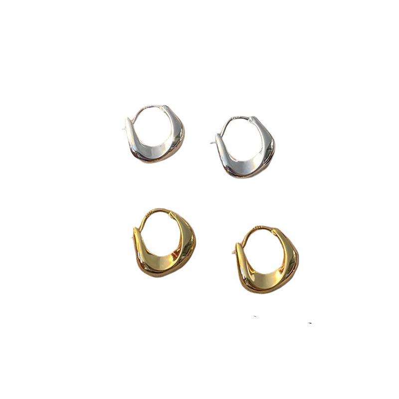 Korean Style High-End Gold Hoop and Stud Earrings: Versatile Water Drop Ear Cuffs for Women