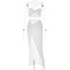 Sexy Strapless High Waisted Slit Skirt Sexy Tube Top High Waist Slit Skirt