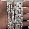 1 Fio Alongado Longo Grão de Arroz Contas Naturais de Concha 5x15mm Barra Branca Contas de Pérola de Imitação 38cm Para Fazer Colar Pulseira Joias DIY