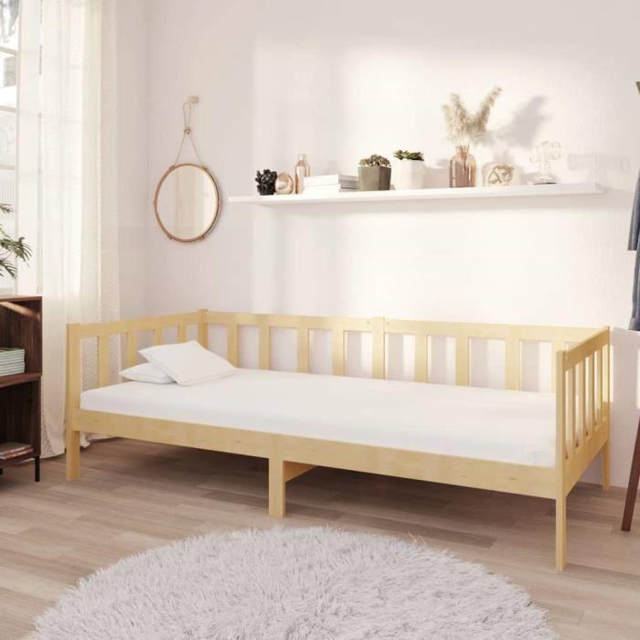 VidaXL Lit de repos avec matelas 90x200 cm Bois de pin massif 3083619