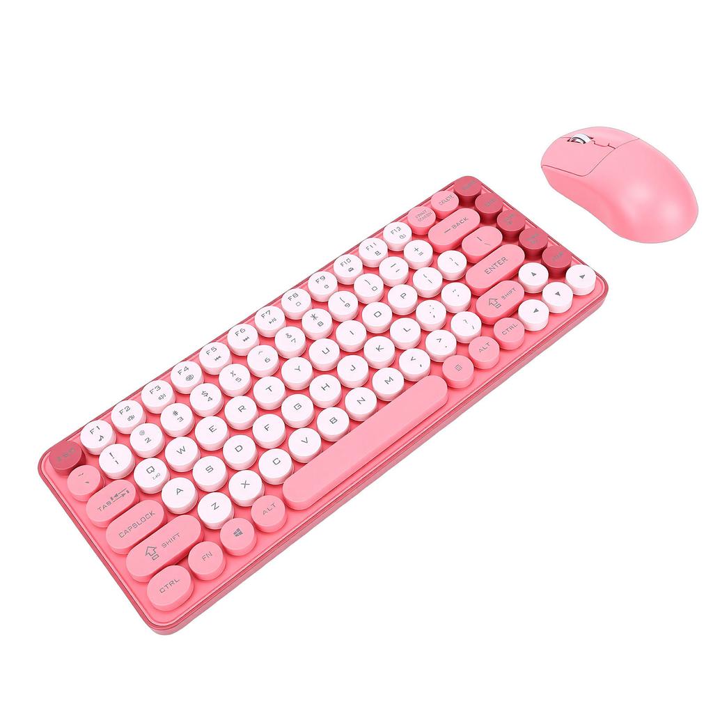 Wireless Bluetooth Keyboard and Mouse Combo 2.4G Dual Mode 85 Key Round Keycaps Keyboard Support for Windows