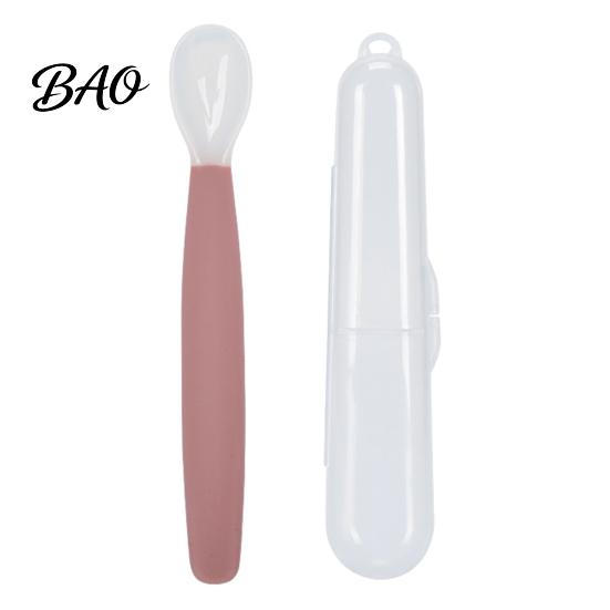 First Stage Feeding Supplies Silicone Baby Spoon, Soft Non Slip Training Utensil, Easy Portable Set for Travel Cleaning Complementary Spoon