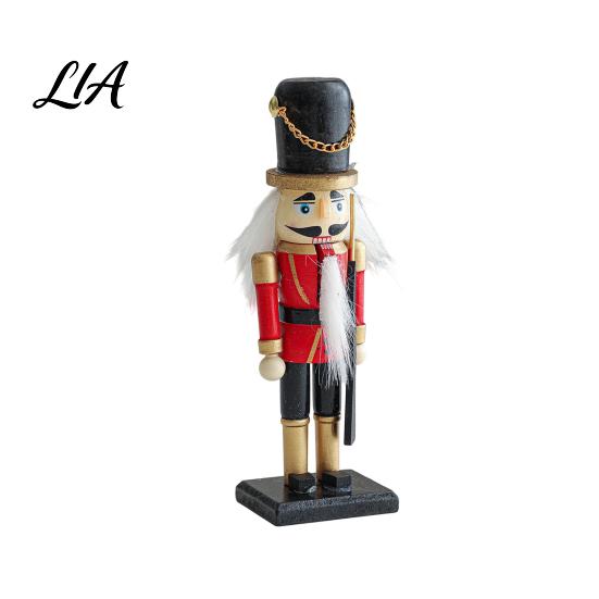 Collectible Nutcracker Doll Wooden Soldier Figurine, Handcrafted Solid Wood Christmas Tabletop Ornament Fairy Tale Figurine for Holiday Desk