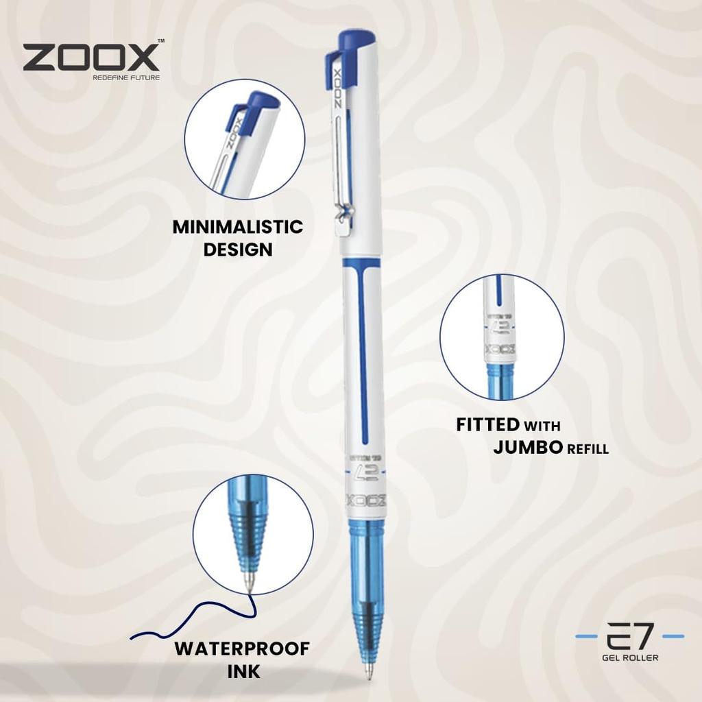 Flair Zoox E7 0.7mm Roller Gel Pen Blue Ink Pack Of 2 Smooth Writing Waterproof Smudge Free For School Office Use