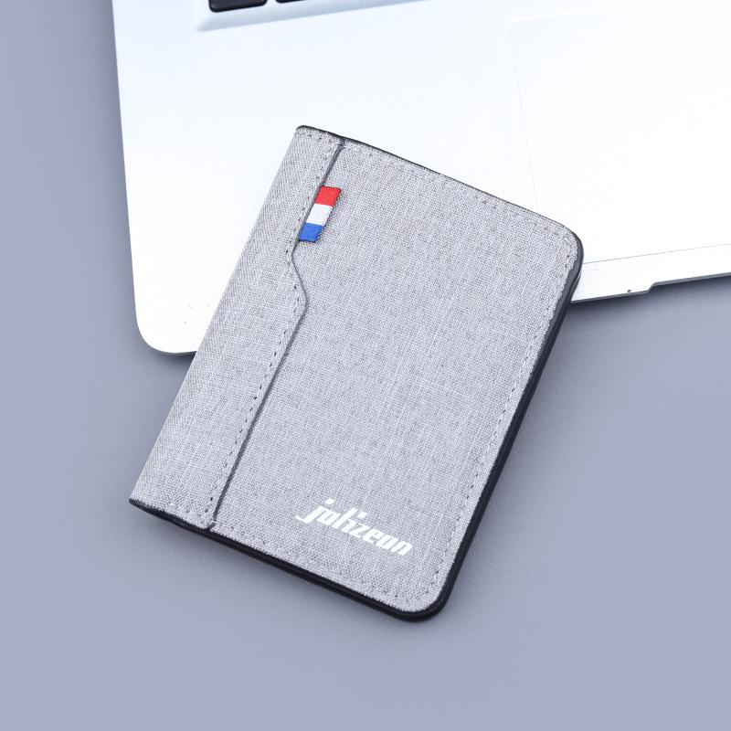 Vertical Canvas Leather Money Clip Men's Wallet