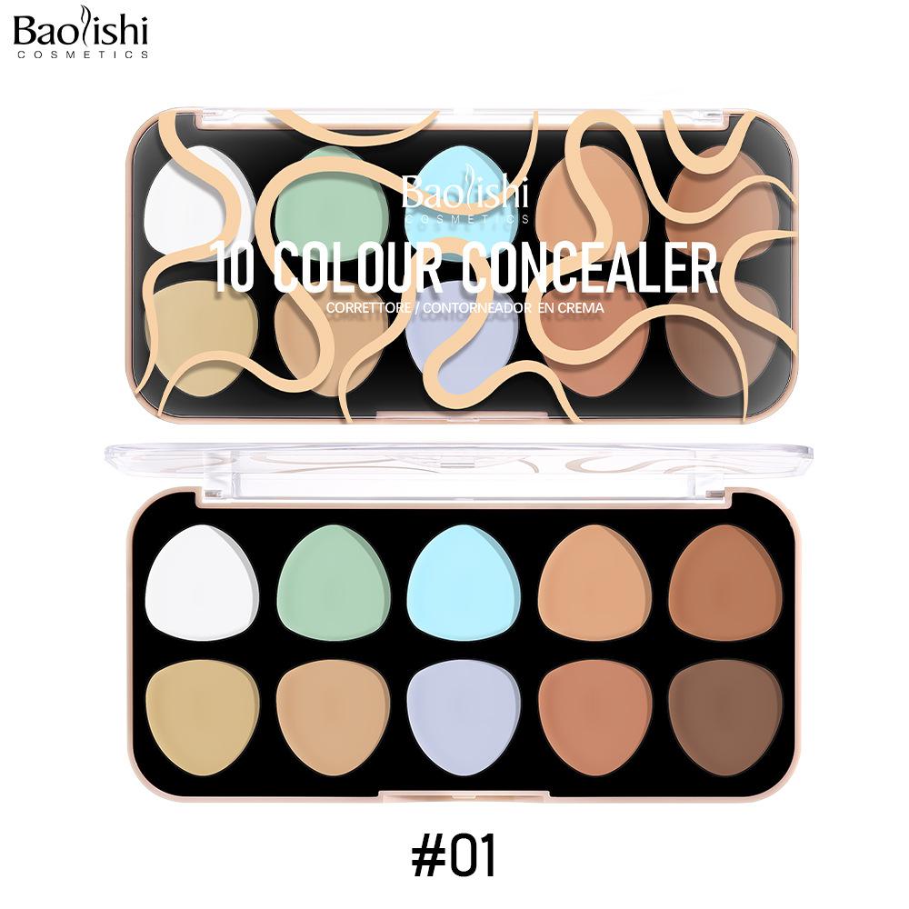 Concealer Disc 10-color Makeup Waterproof and Long-lasting High Disc Is Not Easy To Take Off Makeup, Brighten Skin Tone Concealer