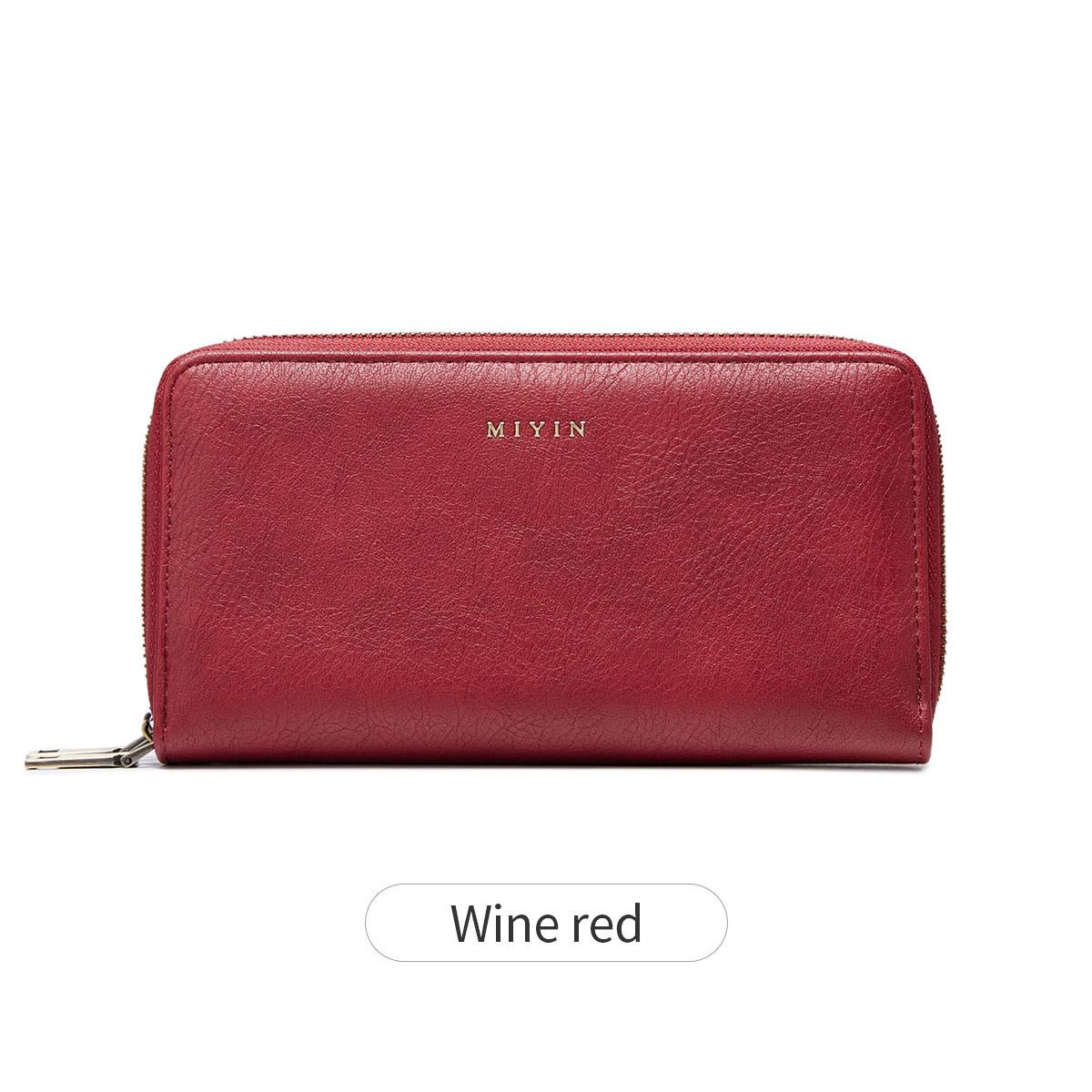 MIYIN Damen Geldbörse RFID Schutz Doppelter Reißverschluss Damen Clutch Tasche Retro Minimalistisch Multifunktional Mehrere Kartenfächer Kartenhalter brown